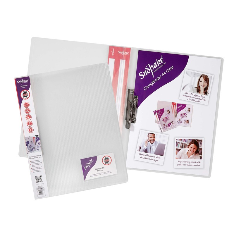 Snopake A4 Clear Premium ClampBinder [Pack of 1] 100 Sheet