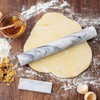 Fox Run French Marble Rolling Pin with Base, White, 3
