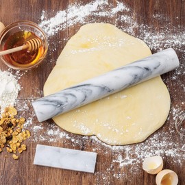 Fox Run French Marble Rolling Pin with Base, White, 3 x 12 x 3 inches