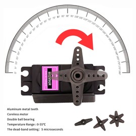 DaFuRui 4Pack MG996R Servo Motor，55g Metal Gear Torque MG996R Digital Servo Motor for Arduino Futaba JR RC Helicopter Car Boat Robot