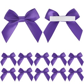 AIMUDI AIMUDI Purple Satin Ribbon Bows 2" Self Adhesive Satin Bows for Gift Wrapping Premade Satin Bows with Double-Sided Tape for Making Crafts Baby Shower Birthday Party Wedding Decorations, 50 PCs