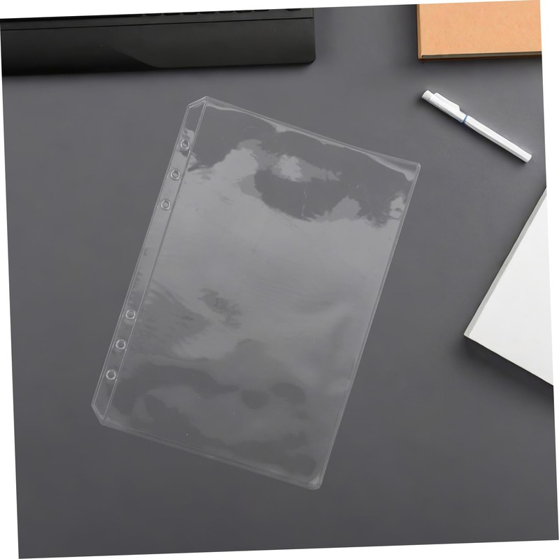 LALAFINA 25pcs Binder Sleeves Ring PVC Clear Pocket Organizers for