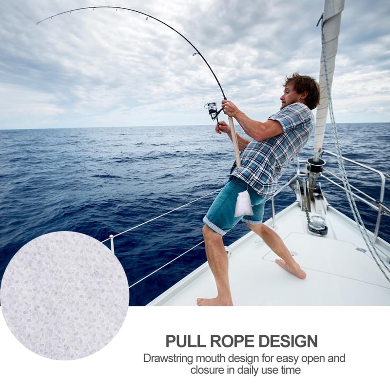 BESPORTBLE 20 Pcs White Fishing Net Bait Bags, Drawstring Mesh