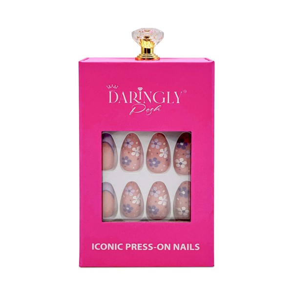 Daringly Posh Press-On Nails | Groovy Florals | Medium Almond