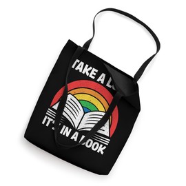retro colorful rainbow take a look it's in a book reading Tote Bag