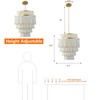 Topaluce 5-Tiered Boho Chandelier 3-Light White Fringe Pendant Hanging Light
