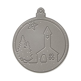 Rayher Cutting Dies Christmas Bauble Church, 6.5 cm Diameter, for Paper Design, Card Making, Scrapbooking and Much More, Embossing Folder Christmas, Steel, 50235000, Natural