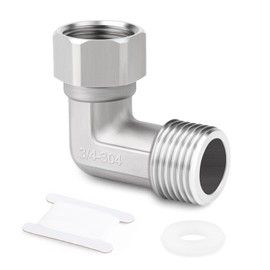 ERGAOBOY 1 Pcs 90 Degree Elbow 2 Ends Flexible Movable Connector, 304 Stainless Steel 3/4" Female and Male for Sprayer, Angled Valve, Shower Arm