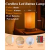 FEVIECH Rattan Table Lamp Cordless, Small Handmade Rattan Boho Wicker