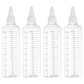 PATIKIL 230 Ml/8 oz Plastic Squeeze Bottles with White Twist Cap, 4 Pcs Graduated Round Dispensing Bottle Empty Pointed Bottle for Liquids, Crafts, Oils, Condiments, Transparent