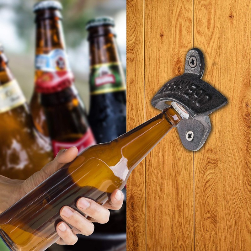 2PCS Cast Iron Wall Mounted Bottle Opener Vintage Rustic with