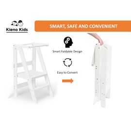 Foldable Kitchen Stool for Kids - Foldable Toddler Tower, Kitchen Stool for Toddlers, Toddler Standing Tower, Toddler Tower, Kids Stool (White)