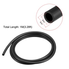 sourcing map Lubricating Oil Hose 3mm(1/8") ID x 5mm(3/16") OD 3.3ft Water Tube Black Rubber Tubing