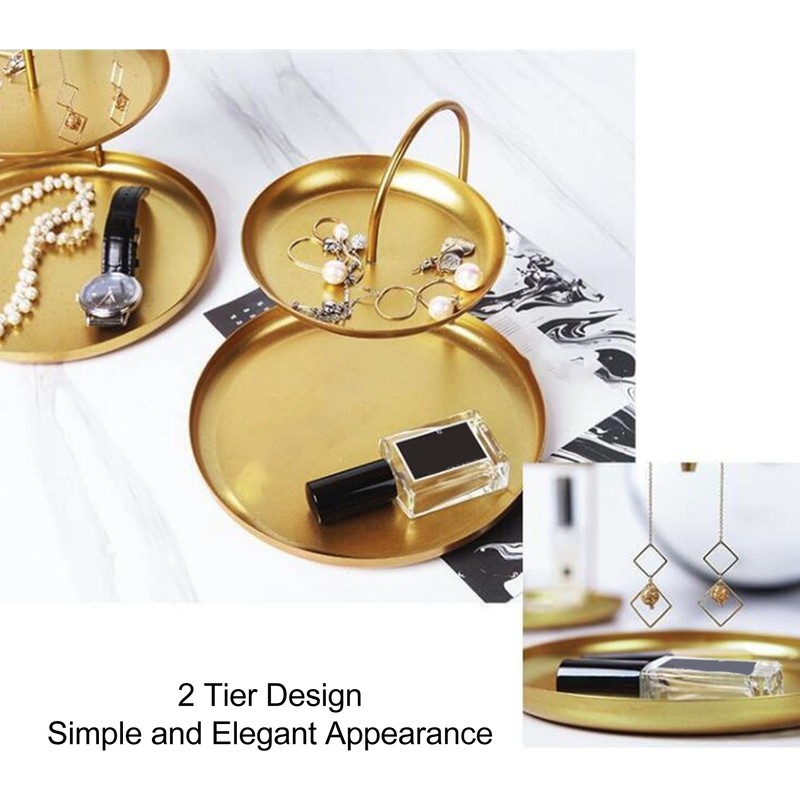 2 Tier Jewelry Tray Elegant Simple Sturdy Stable Metal Multi