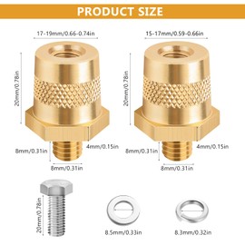 1 Paar Batteriepoladapter M8, Messing Batteriepolklemmen, Positiv und Negativ Batteriepole Batterieklemme für Autobatterien Anschlussklemmen, mit 2 Schrauben und 4 Unterlegscheiben