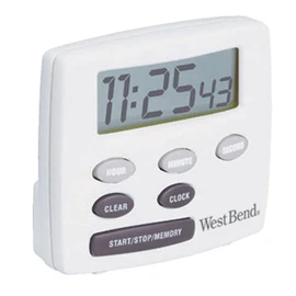 West Bend - Temporizador de Cocina Digital magnético fácil de Leer, con Pantalla grande y Alarma electrónica, Color Blanco