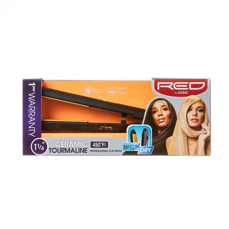 Red by Kiss Titanium Styler Flat Iron (Ceramic, 1 1/4"