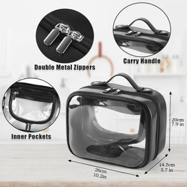 CANBOX TSA Approved Toiletry Bag, Clear Makeup Bags for Liquids Toiletries, Cosmetic Bag Organizer, Carry On Liquids Bag Travel Accessories Essentials, Black