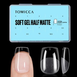 TOMICCA Ballerina Nail Tips, Pack of 510 False Nail Tips, Ultra Short Coffin Nail Tips for Nail Extension and Nail Art, DIY Nail Studio at Home, 15 Sizes, Artificial Gel Nail Tips