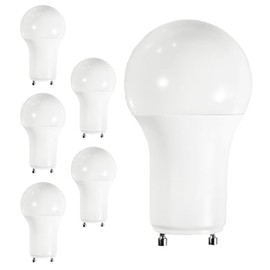 Diodesy- A19 LED Light Bulb 9.5W 800 Lumen 2 Prong Twist Lock GU24 Base 2700K Warm White for Home Bedroom Ceiling Light Bulb 120V CRI80 230° Beam Angle Damp Location Dimmable White Finish Pack of 6