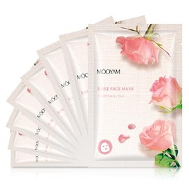 GUOYAOLIFU 8PCS Rose Skincare Essence Facial Face Mask Hydrating & Soothing Facial Mask Spa Treatment Mask for All Skin Types Natural Care Sheet Mask for Women Girl