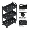 Buzowruil Rolling Storage Cart 3 Tier Organizer Mobile Shelving Unit