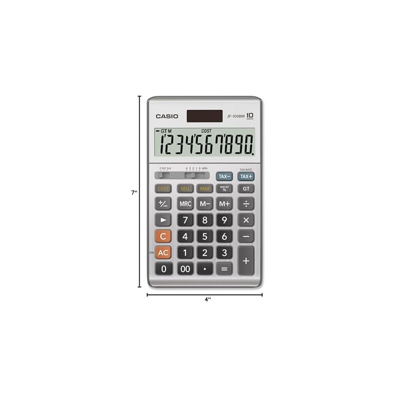 Casio Inc. JF-100BM Calculadora de función estándar, multicolor, 4 1/4