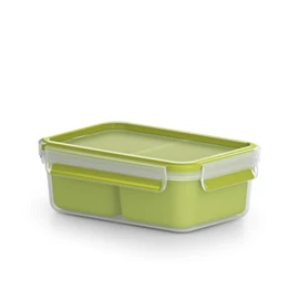 Emsa Clip & Go 518102 Lunch and Snack Box with 2 Practical Inserts and Lid Volume: 0.55 litres Transparent/Green