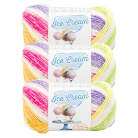 Lion Brand Yarn Ice Cream, Baby Yarn for Knitting and Crochet, Passion Fruit, 3 Pack