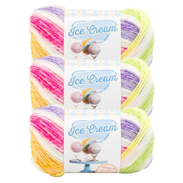 Lion Brand Yarn Ice Cream, Baby Yarn for Knitting and