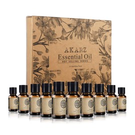 AKARZ Hots 10 Sets Sandalwood, Musk, Lavender, Jasmine, Rose, Patchouli, Ylang Ylang, Vanilla, Eucalyptus, Myrrh Essential Oil for Spa, Facial Care, Massage, Aromatherapy