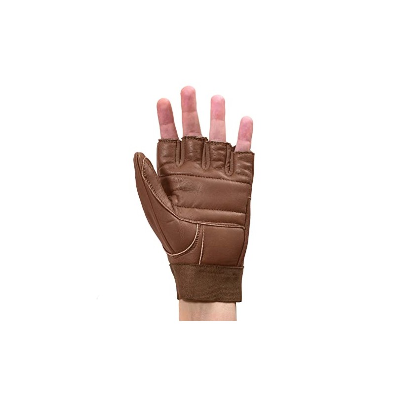 Globaleather Globaleather Classic Fingerless Wheelchair Gloves - Brown (Medium) -