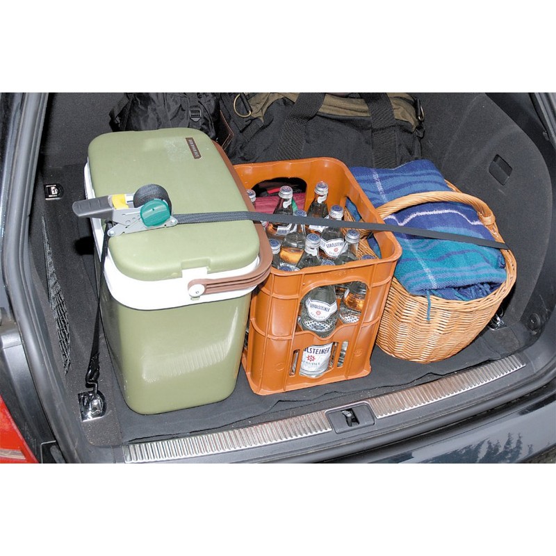 Wolfcraft 3271000 Ratschen-Bandspanner mit Haken und Bandaufwicklung (Spannkraft 80 kg)