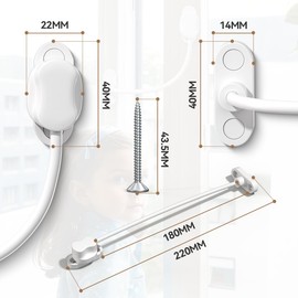 Bwintech Pack of 5 White Keyless Window Restrictor, UPVC Window Security Cable Lock, Limits Open Spaces to Keep Children Safe and Prevent Injuries and Theft