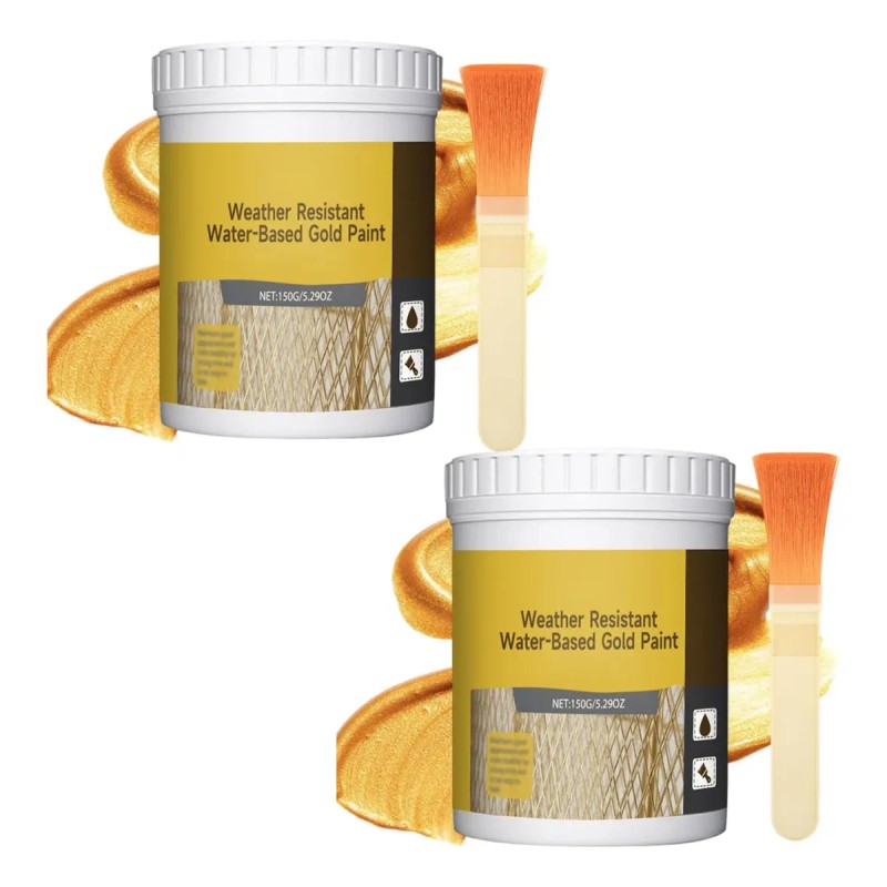 2pcs Water-based Weather-resistant Gold Paint,150g Water