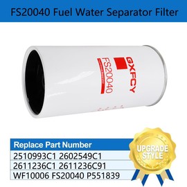 FS20040 Fuel Water Separator Filter Replace for WF10006 FS20040 P551839 2510993C1 2602549C1 2611236C91 Compatible with International Truck Housings LT HX HV RH Late 9900 for 2611236C1 WF10006 P551839