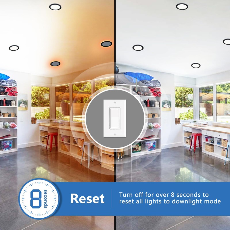 CycevSun 6-Pack 8 Inch LED Black Recessed Lights with Night