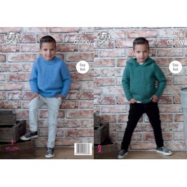 King Cole 4971 Knitting Pattern Boys Easy Knit Sweater and Hoodie in King Cole Comfort Chunky