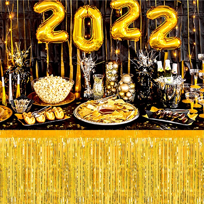 6 Pack 29x108 Inch 2024 New Year Metallic Foil Fringe