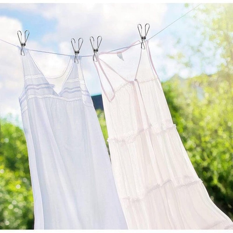 BERRIU Stainless Steel Clothespins, Solid Windproof, Flat, Multi-Purpose, Laundry Clothes,