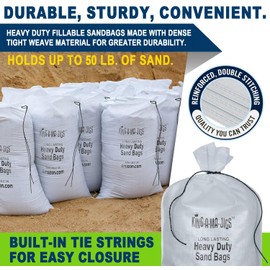 Sand Bags (12 Pack) Empty Sandbags with Ties, Heavy Duty, UV Treated (14" x 25") Non-Slip Empty Bags for Sand - (12 Pack)