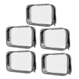 Clear Cosmetic Bag PVC Waterproof Zippered Toiletry Bags Portable Makeup Carry Pouch for Travel Business Vacation Bathroom Organizing 5 Pieces Transparent