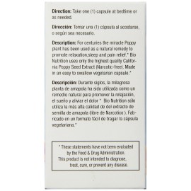 Bio Nutrition California Poppy Herbal Supplement 60 Count For Relaxation Sleep