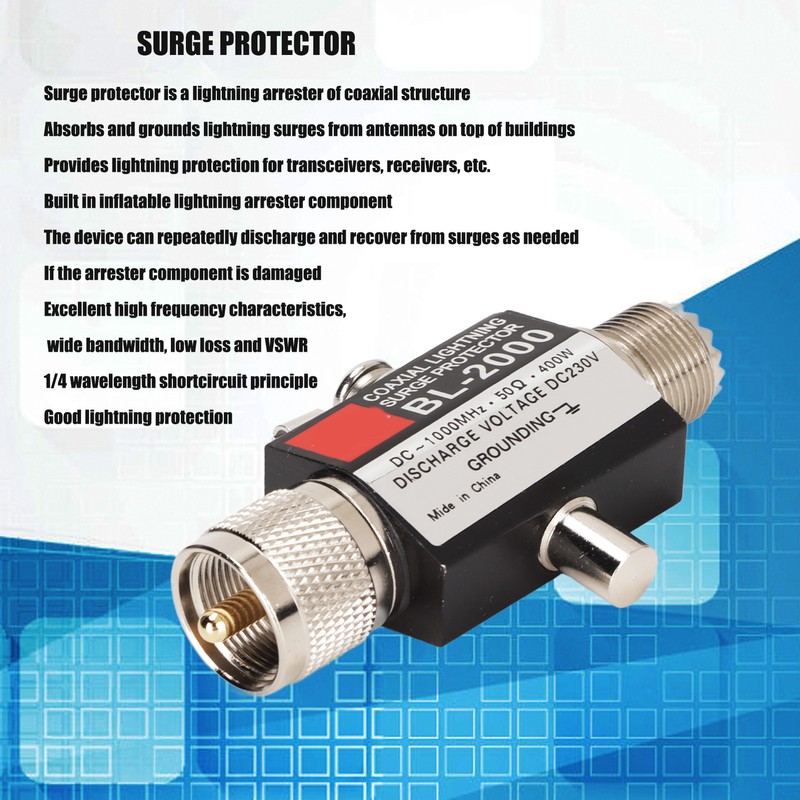 Coaxial Arrester PL259 Female To Male 400W Low Loss VSWR