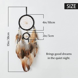 Pretty Jolly Small Indian Dream Catchers Wall Decor Handmade Woven Black Feather Dreamcatchers Wall Hanging for Bedroom,Living Room,Wedding Party,Home Decor-2 Rings