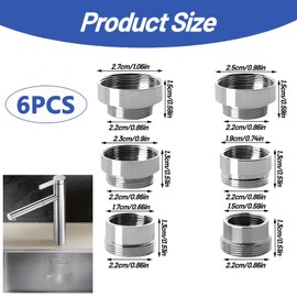 6 Pcs Faucet Adapter Kit, Tap Adapter for Hose, Tap Adapter, Sink Hose Adapter,