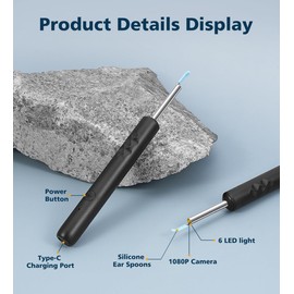 XPEOO Ear Wax Removal Tool with 1920p Camera, Wireless Earwax Cleaner Otoscope Kit with 8 Pcs for iPhone & Android