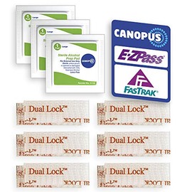 CANOPUS EZPass Mounting Strips: Adhesive Strips, Dual Lock Tape, Ezpass Tag Holder, Peel-and-Stick Strips (6 Sets - 12 pcs) with Cleaning Prep Pad (3 Pieces) - (Pack of 3)
