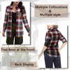 Match Womens Button Down Flannel Plaid Shirts roll up Long