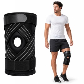 SEVEN MINE Rodillera para Ligamentos Cruzados Ortopedica con Varillas Flexibles  Esguince Ligamentos Cruzados Luxación (Negro, Medium)                